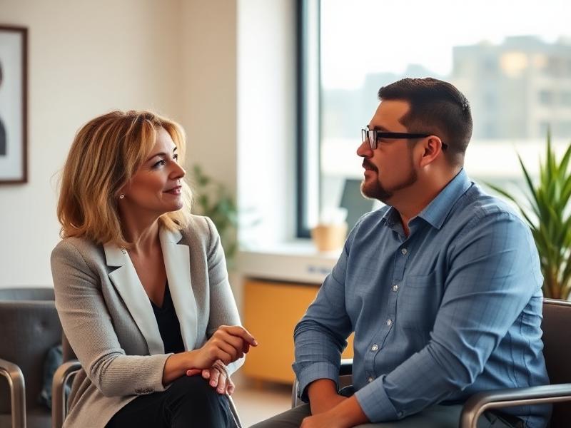Therapeut in gesprek met cliënt